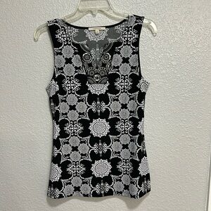 Black & white embellished top